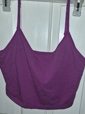 PINK  Purple Cropped Cami With Built In Bra Light Support Size XL